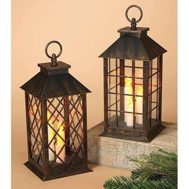 2/Set Battery Operated Brushed Finish Trio Lantern, 2 Asstd. - The Fox Decor